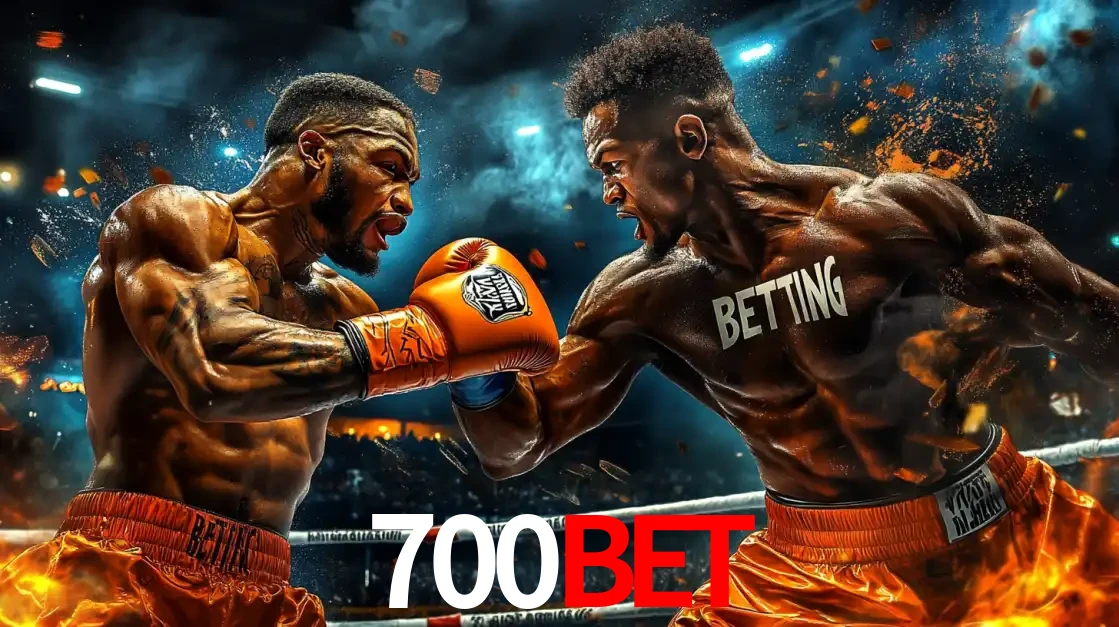 Dois boxeadores em uma luta intensa e explosiva, representando a adrenalina e as oportunidades de apostas em esportes de combate disponíveis na plataforma 700BET.