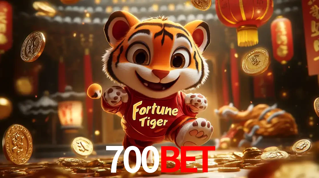 O alegre personagem do Fortune Tiger correndo sobre um caminho de moedas de ouro, simbolizando os grandes prêmios e a diversão do popular jogo de slot do 700BET.